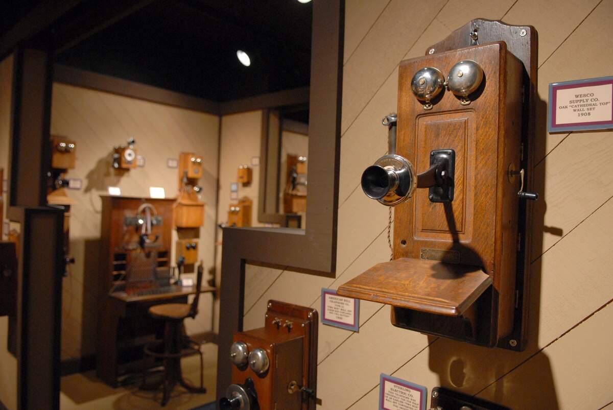 An oak "cathedral top" 1908 wall set was one of the many telephones in the Roseville Telephone Museum. The museum closed in June, according to a statement from a museum spokesperson.